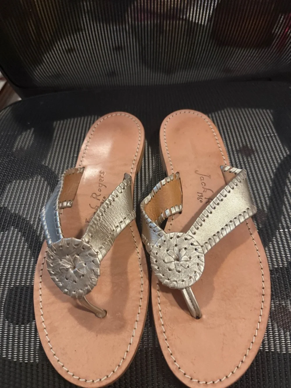 Metallic Gold Leather Thong Sandals